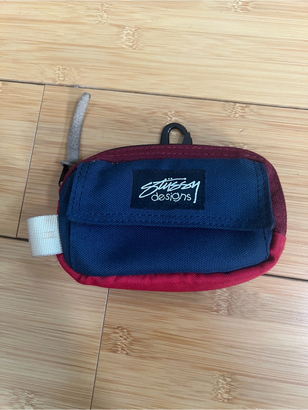 Vintage Stussy Explorer Multi Case Pouch Navy Blue Red Script Logo 90s